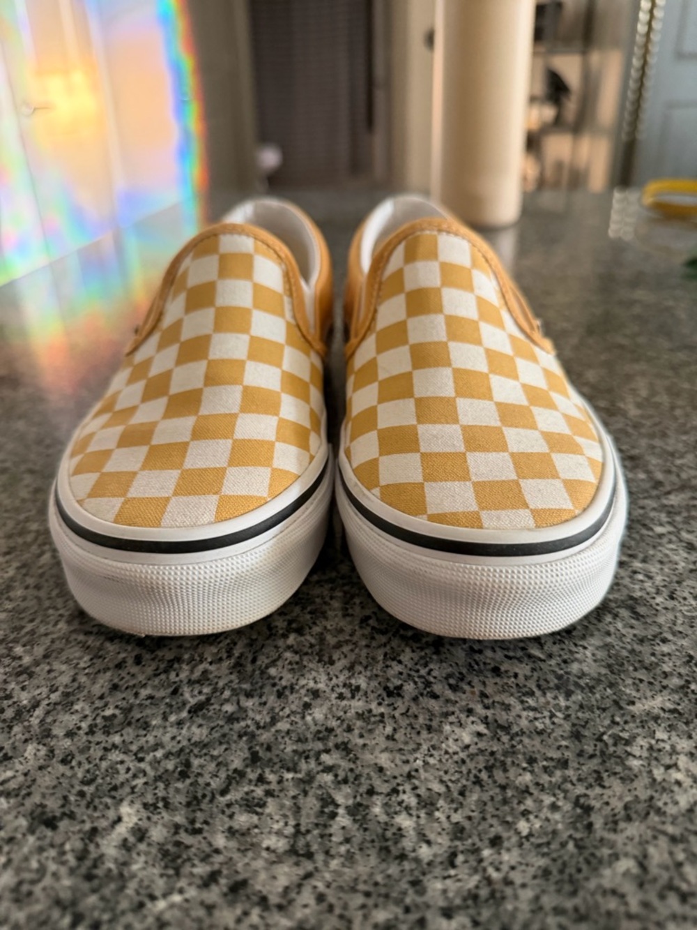 Vans Yellow Checkered Slip On Shoes - Picture 4 of 8